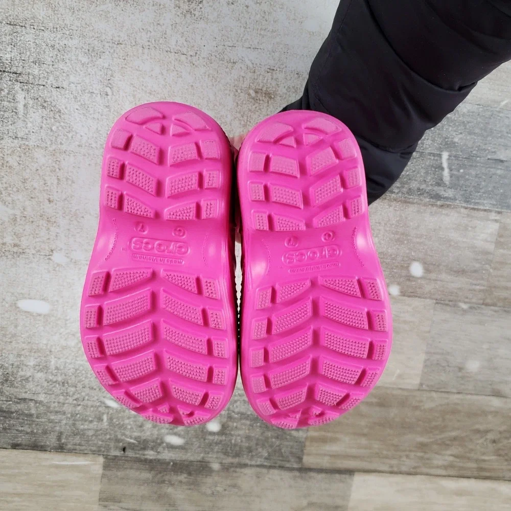Crocs Wellies Handle It Rain‎ Kids Boot Sz 7 Pink Crush Comfort Waterproof